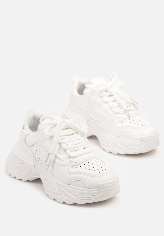 Białe Sneakersy na Grubej Podeszwie z Tłoczeniami Lilasea 5