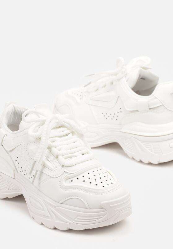 Białe Sneakersy na Grubej Podeszwie z Tłoczeniami Lilasea 6