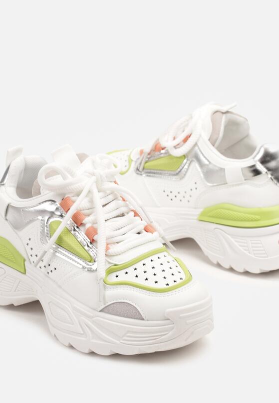 Biało-Zielone Sneakersy na Grubej Podeszwie z Tłoczeniami Lilasea 6