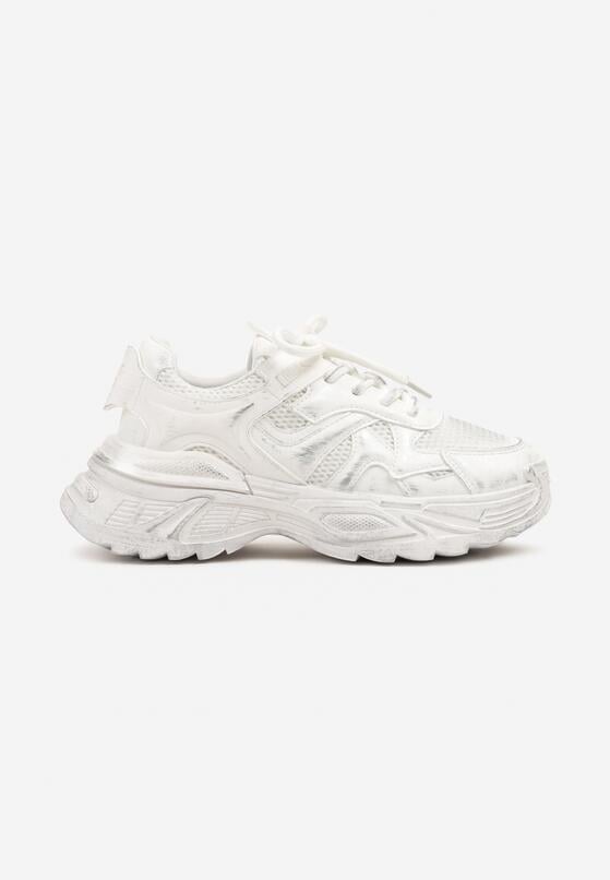 Białe Sneakersy na Grubej Podeszwie z Tłoczeniami Sadeoriel 4