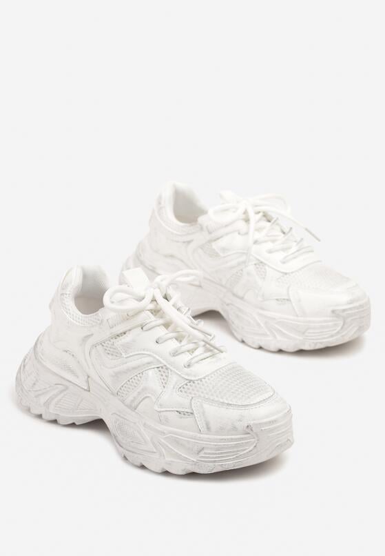 Białe Sneakersy na Grubej Podeszwie z Tłoczeniami Sadeoriel 5