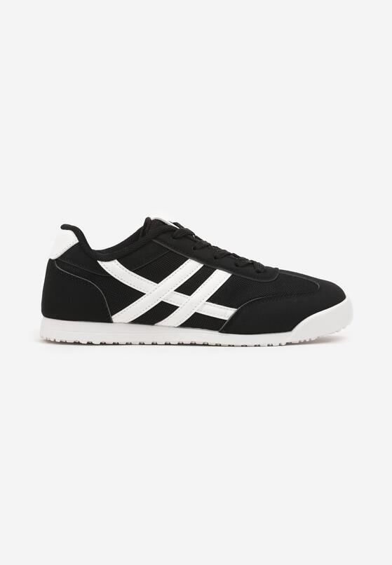 Czarne Płaskie Sneakersy Ozdobione Paskami Almi 4