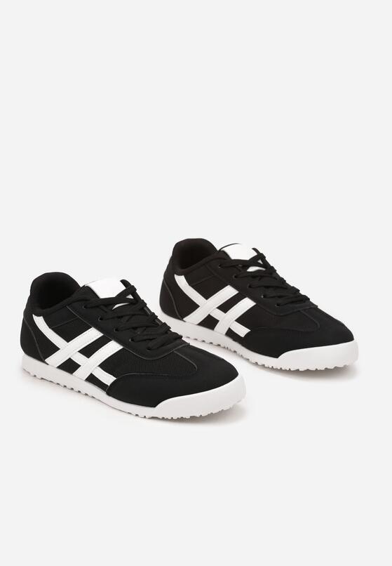 Czarne Płaskie Sneakersy Ozdobione Paskami Almi 5