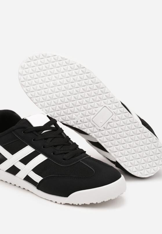 Czarne Płaskie Sneakersy Ozdobione Paskami Almi 6