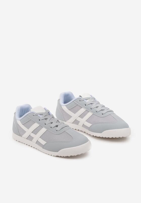 Jasnoniebieskie Płaskie Sneakersy Ozdobione Paskami Almi 5