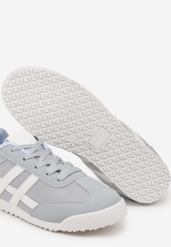 Jasnoniebieskie Płaskie Sneakersy Ozdobione Paskami Almi 6