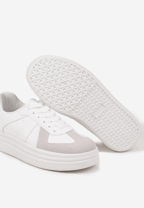Białe Sznurowane Sneakersy na Grubej Podeszwie z Geometrycznym Motywem Melmi 6