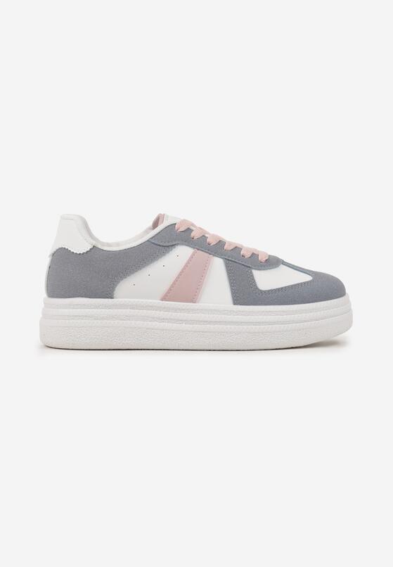 Niebiesko-Białe Sznurowane Sneakersy na Grubej Podeszwie z Geometrycznym Motywem Melmi 4
