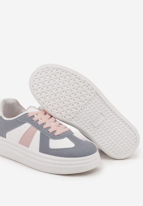 Niebiesko-Białe Sznurowane Sneakersy na Grubej Podeszwie z Geometrycznym Motywem Melmi 6