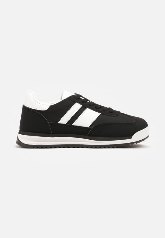 Czarne Sneakersy Tenisówki z Ozdobnymi Paskami Flormi 4