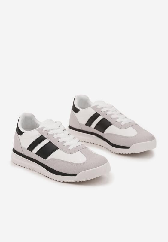 Biało-Czarne Sneakersy Tenisówki z Ozdobnymi Paskami Flormi 5