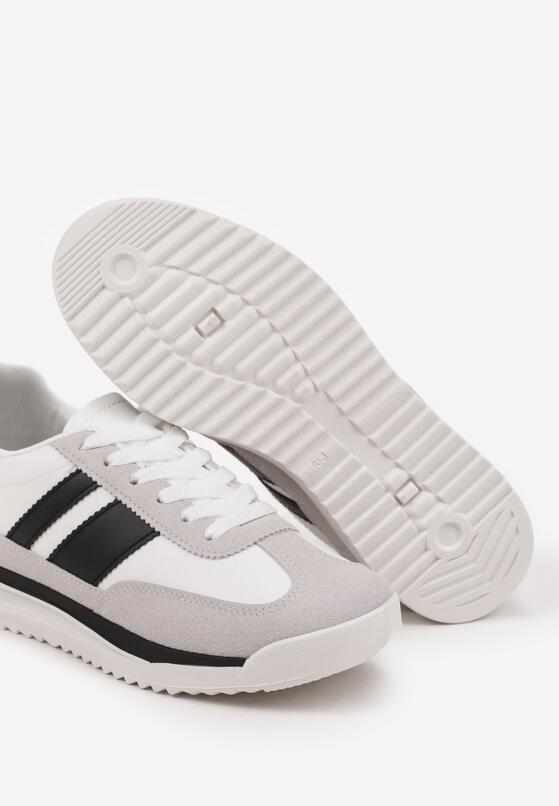 Biało-Czarne Sneakersy Tenisówki z Ozdobnymi Paskami Flormi 6
