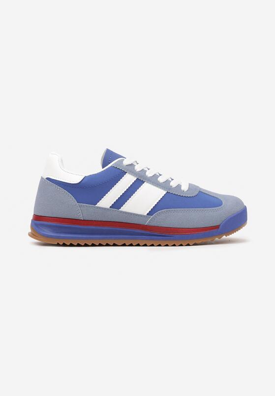 Niebieskie Sneakersy Tenisówki z Ozdobnymi Paskami Flormi 4