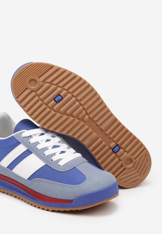 Niebieskie Sneakersy Tenisówki z Ozdobnymi Paskami Flormi 6