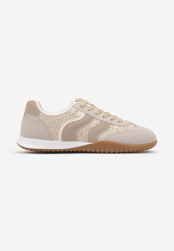 Ciemnobeżowe Sneakersy Ozdobione Plecionką z Rafii Wiloria 4
