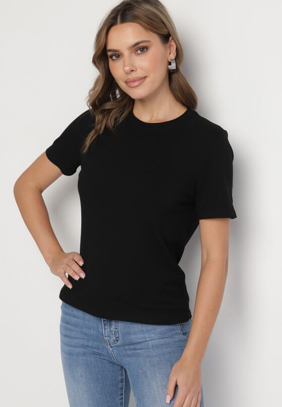 Czarny Wiskozowy T-shirt w Klasycznym Stylu Arivoria 4
