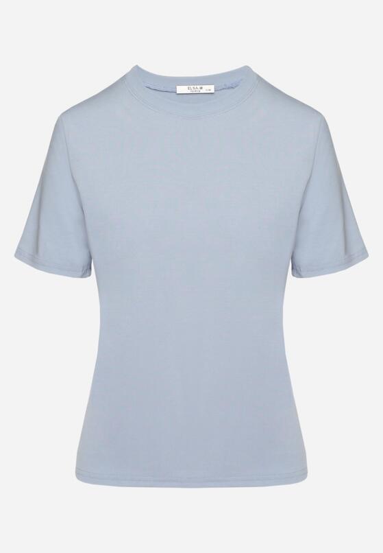 Niebieski Wiskozowy T-shirt w Klasycznym Stylu Arivoria 6