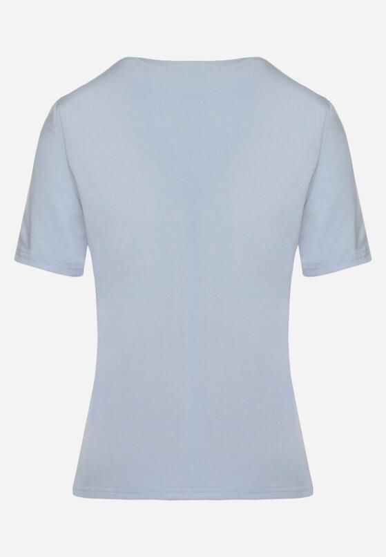Niebieski Wiskozowy T-shirt w Klasycznym Stylu Arivoria 7
