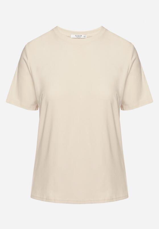 Beżowy Wiskozowy T-shirt w Klasycznym Stylu Arivoria 6