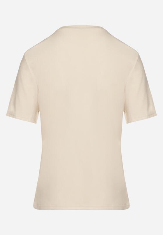 Beżowy Wiskozowy T-shirt w Klasycznym Stylu Arivoria 7