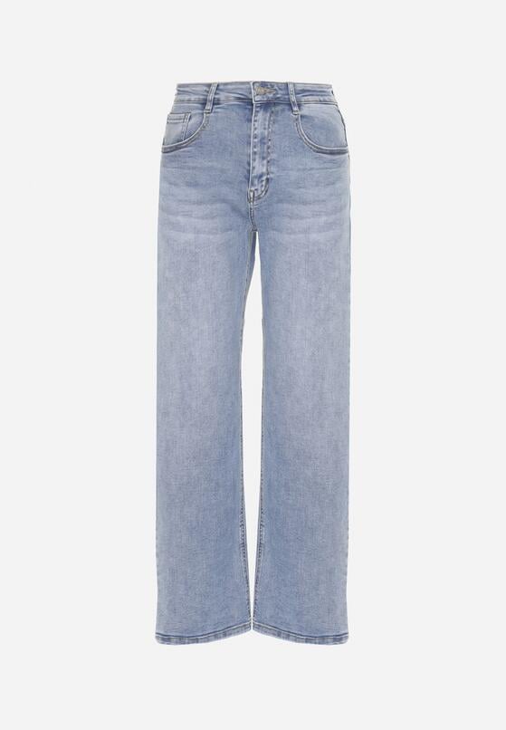 Jasnoniebieskie Jeansy z Szeroką Nogawką i Wysokim Stanem Delarosea 6