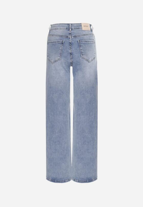 Jasnoniebieskie Jeansy z Szeroką Nogawką i Wysokim Stanem Delarosea 7