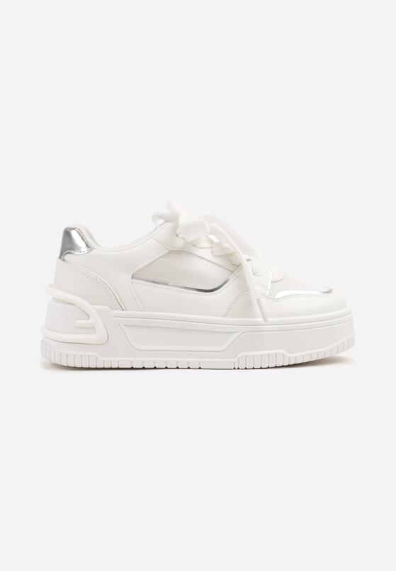 Białe Sneakersy na Grubej Tłoczonej Podeszwie Deoliera 4