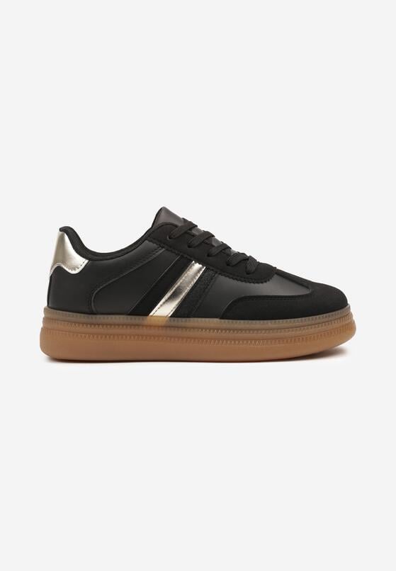Czarne Sneakersy Tenisówki z Metalicznym Paskiem Hanalie 4