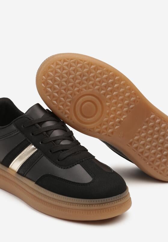 Czarne Sneakersy Tenisówki z Metalicznym Paskiem Hanalie 6