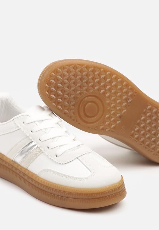 Białe Sneakersy Tenisówki z Metalicznym Paskiem Hanalie 6