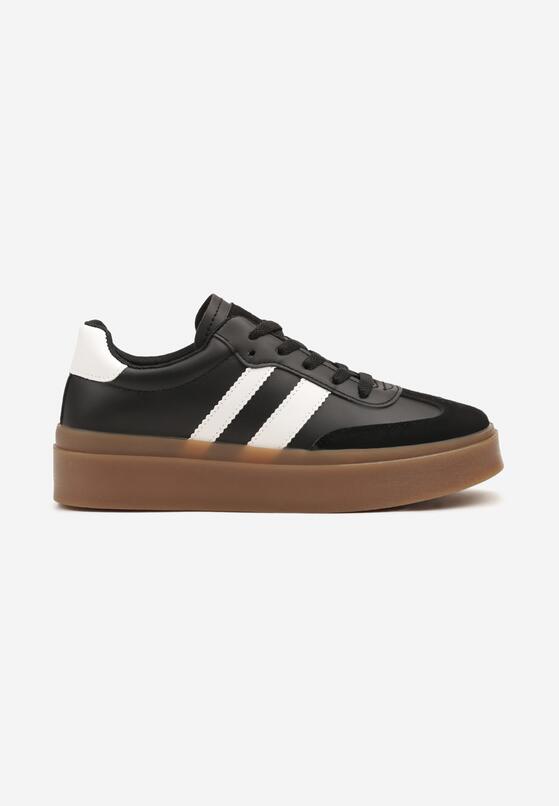 Czarne Sneakersy w Stylu Tenisówek z Geometrycznym Wzorem Avelresil 4