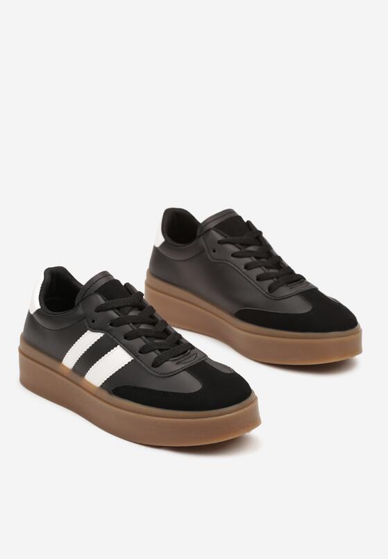 Czarne Sneakersy w Stylu Tenisówek z Geometrycznym Wzorem Avelresil 5