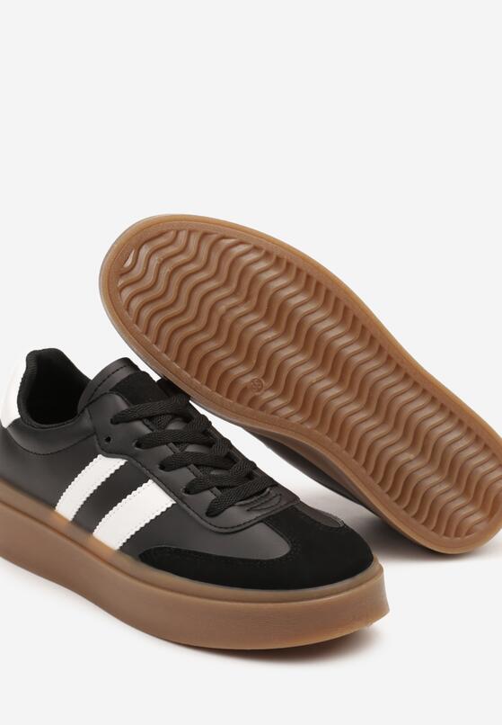 Czarne Sneakersy w Stylu Tenisówek z Geometrycznym Wzorem Avelresil 6