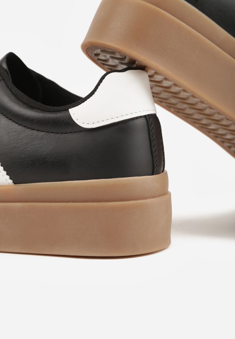 Czarne Sneakersy w Stylu Tenisówek z Geometrycznym Wzorem Avelresil 8