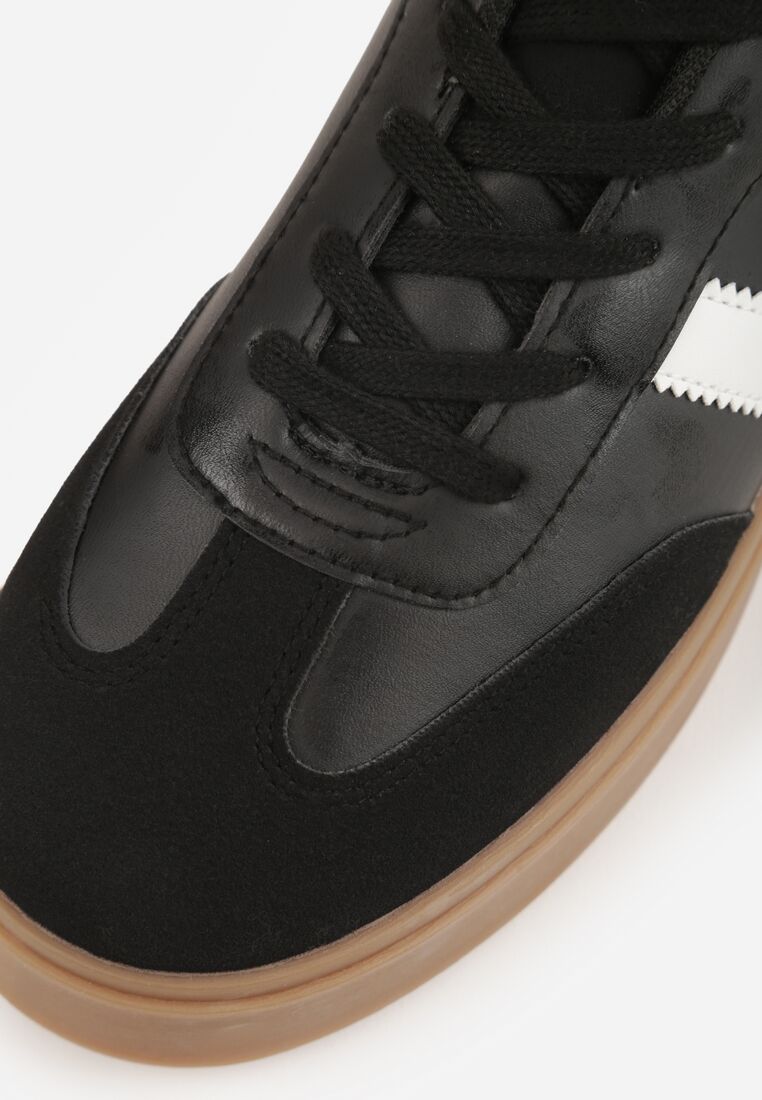 Czarne Sneakersy w Stylu Tenisówek z Geometrycznym Wzorem Avelresil 9