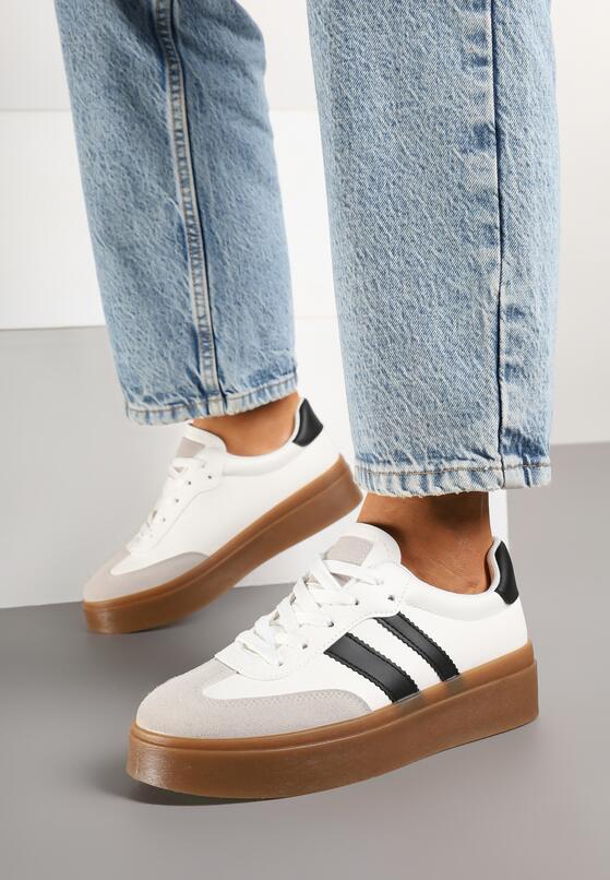 Biało-Czarne Sneakersy w Stylu Tenisówek z Geometrycznym Wzorem Avelresil 3