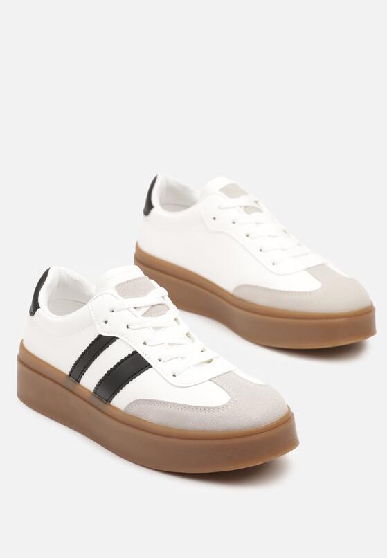 Biało-Czarne Sneakersy w Stylu Tenisówek z Geometrycznym Wzorem Avelresil 5