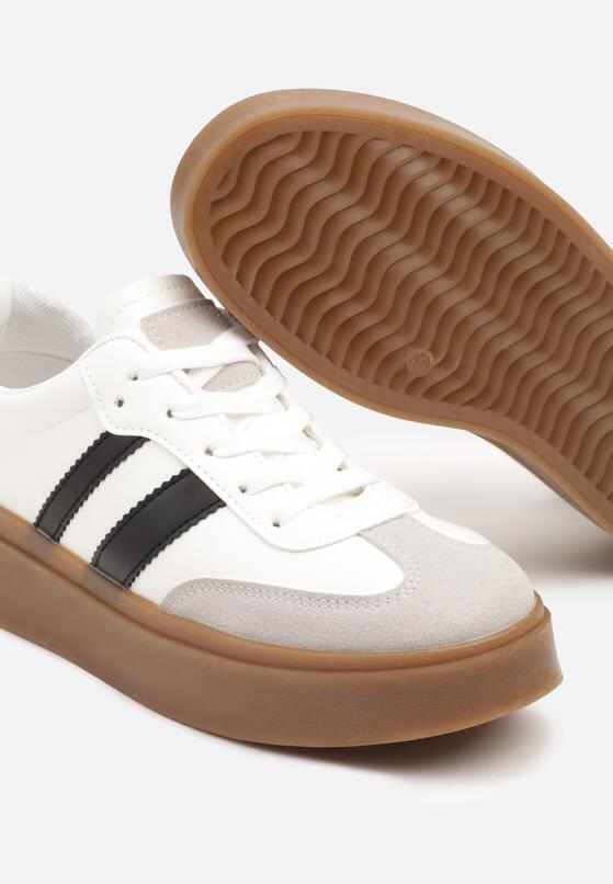 Biało-Czarne Sneakersy w Stylu Tenisówek z Geometrycznym Wzorem Avelresil 6