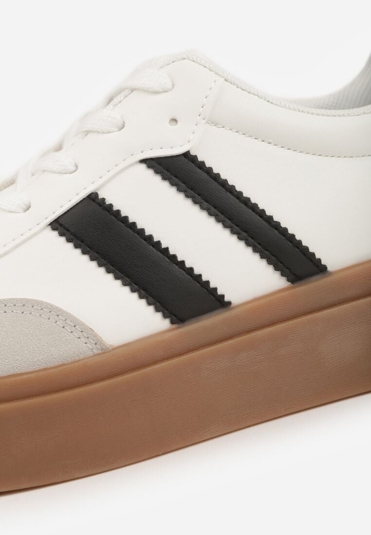 Biało-Czarne Sneakersy w Stylu Tenisówek z Geometrycznym Wzorem Avelresil 9