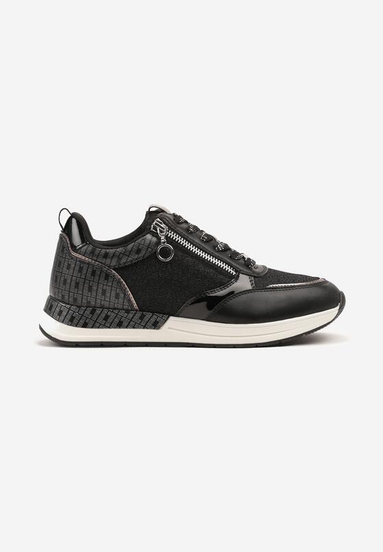Czarne Sneakersy z Ozdobnym Suwakiem i Skórzaną Wkładką Hanviera 4
