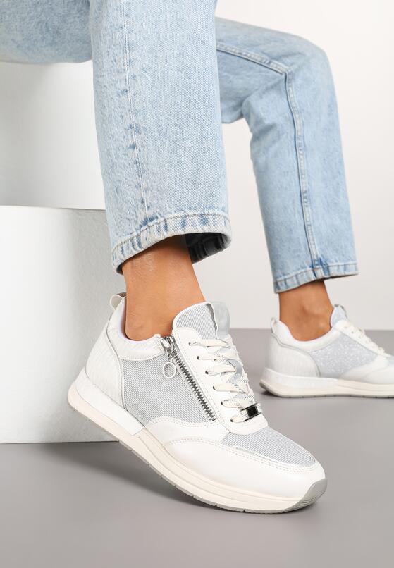 Białe Sneakersy z Ozdobnym Suwakiem i Skórzaną Wkładką Hanviera 2