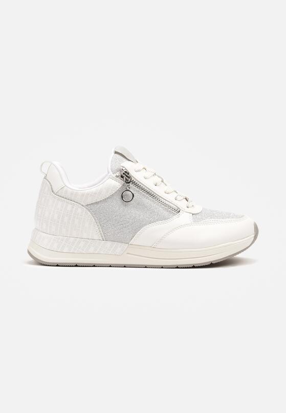 Białe Sneakersy z Ozdobnym Suwakiem i Skórzaną Wkładką Hanviera 4