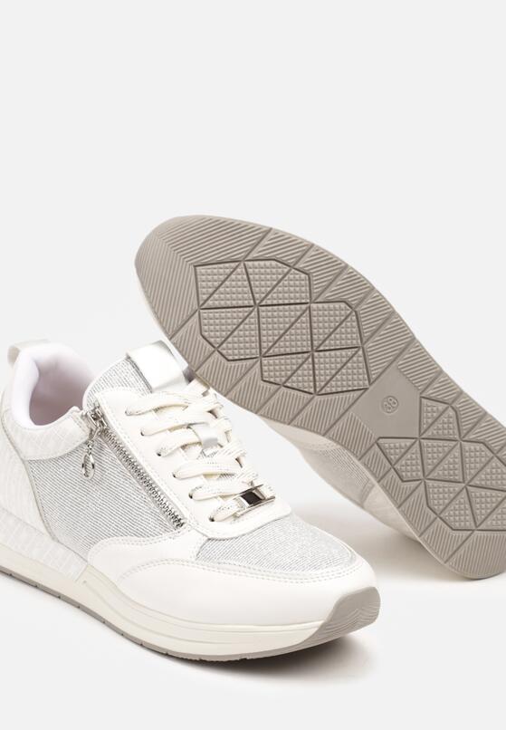 Białe Sneakersy z Ozdobnym Suwakiem i Skórzaną Wkładką Hanviera 6