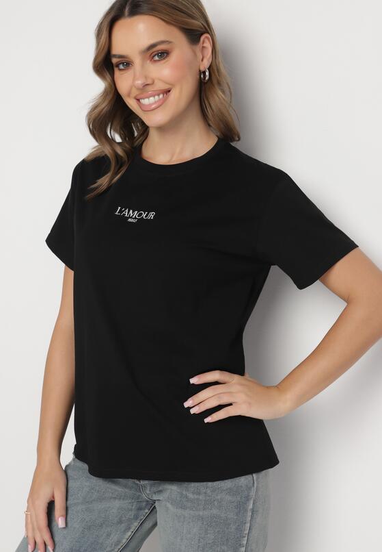Czarny T-shirt z Bawełny Ozdobiony Napisem Marivorra 1