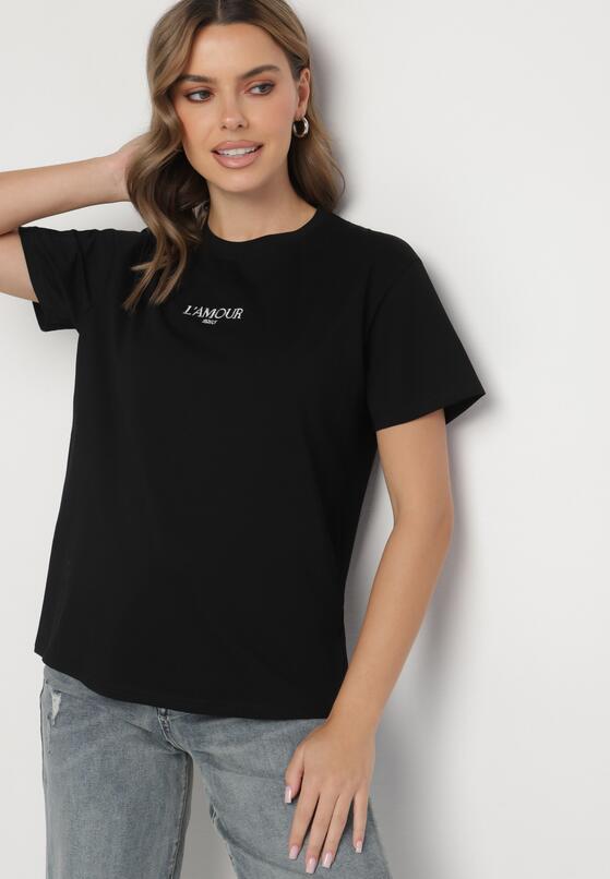 Czarny T-shirt z Bawełny Ozdobiony Napisem Marivorra 4