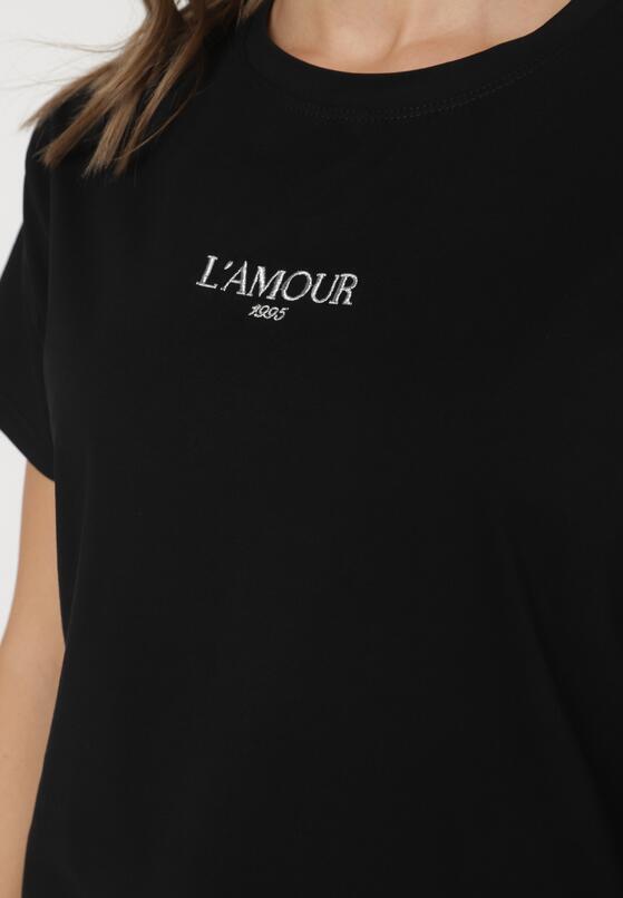 Czarny T-shirt z Bawełny Ozdobiony Napisem Marivorra 5