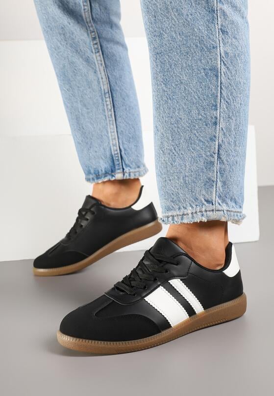 Czarne Sneakersy Tenisówki z Ozdobnymi Paskami Danavin 1
