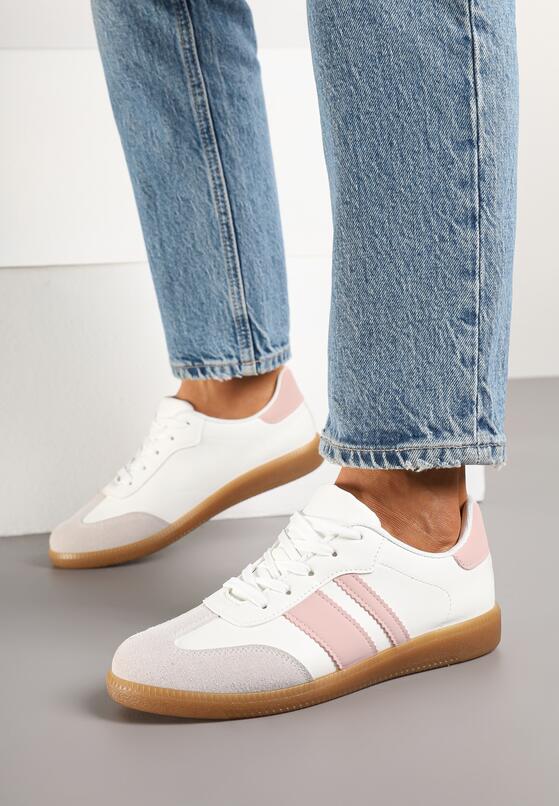 Biało-Różowe Sneakersy Tenisówki z Ozdobnymi Paskami Danavin 3