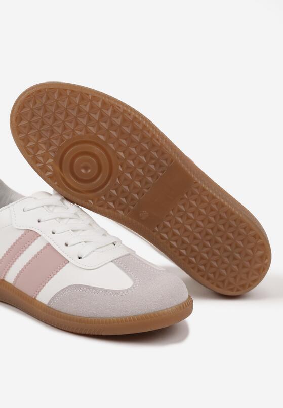 Biało-Różowe Sneakersy Tenisówki z Ozdobnymi Paskami Danavin 6