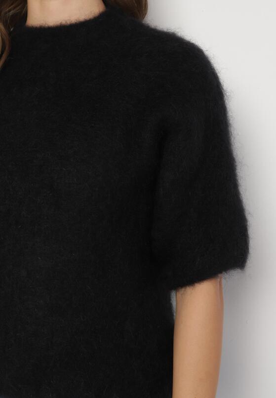 Czarny Moherowy Sweter o Kroju Nietoperza z Rękawami 3/4 Eleanira 5